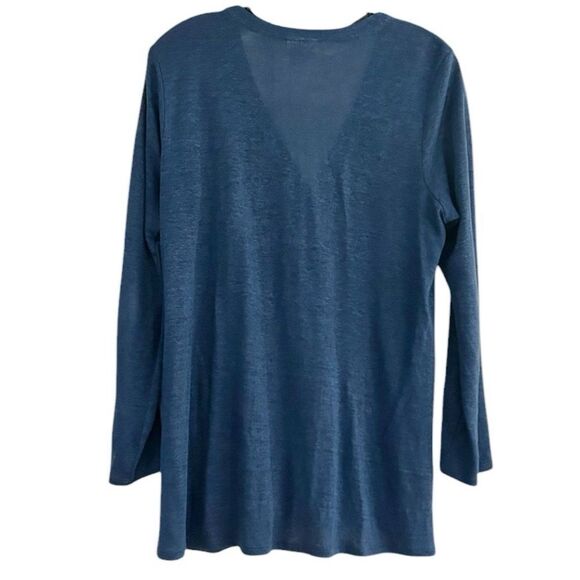 J. Jill Womens Love Linen Blue V-Neck Cardigan Sweater Size Small lightweight - Picture 3 of 9